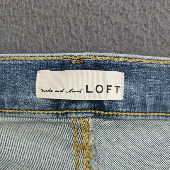 LOFT Women 12/31P High Rise Light Wash Distressed Skinny Jeans - Picture 6 of 13
